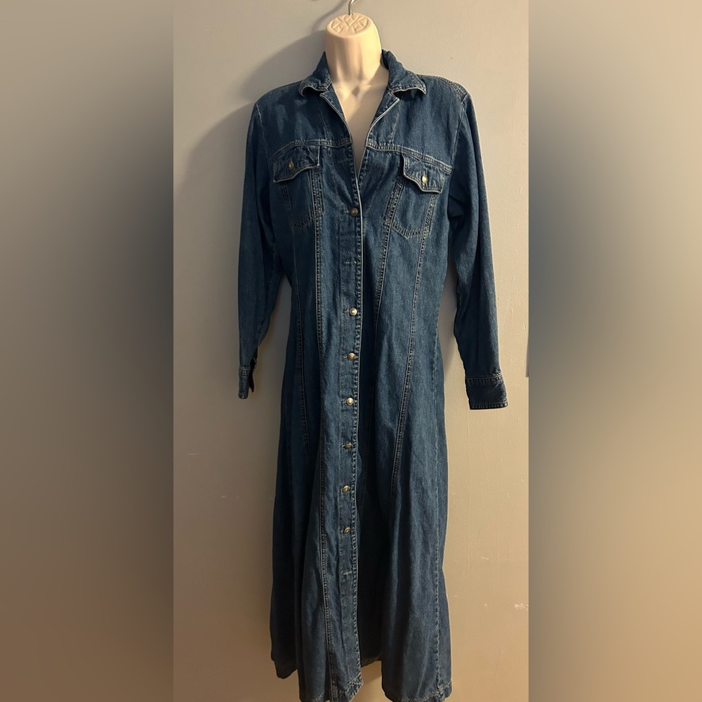 WOOLRICH Western Denim Midi or Maxi Button Front Dress. S